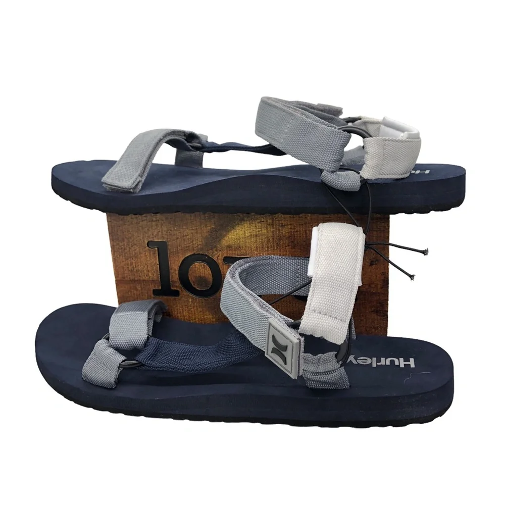 HURLEY Raleigh Navy & Grey Adjustable Strap Sandals Men's Size 12 - Picture 5 of 12